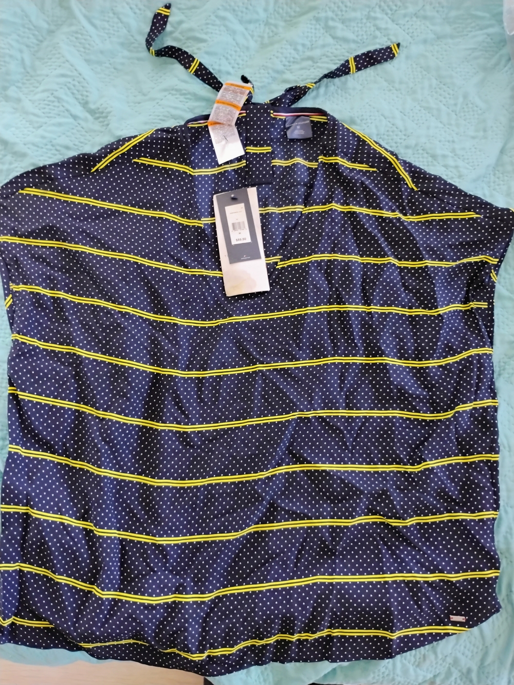 Tommy Hilfiger Navy Polka Dot Shorts with Yellow Stripe